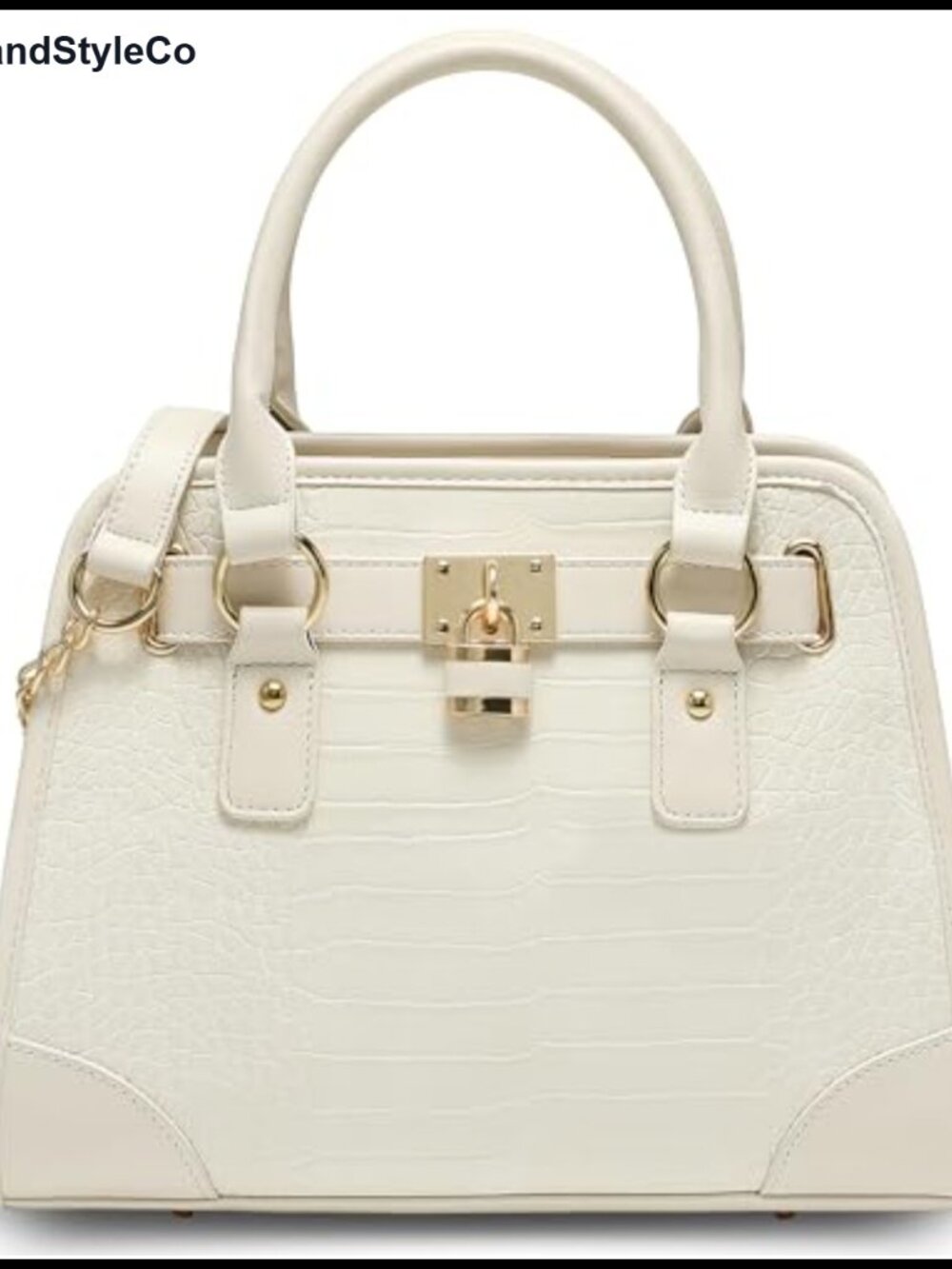 Crocodile Embossed PU Leather Satchel Top Handle Handbag with Chain Strap